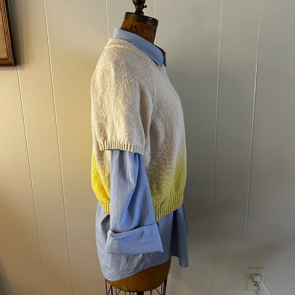 OMBRE DIP-DYED COTTON SHORT-SLEEVE SWEATER - Picture 2 of 8